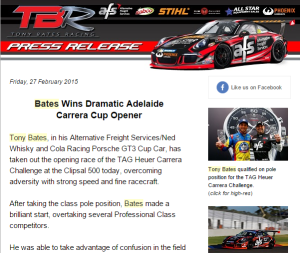 Tony Bates Adelaide Race 1